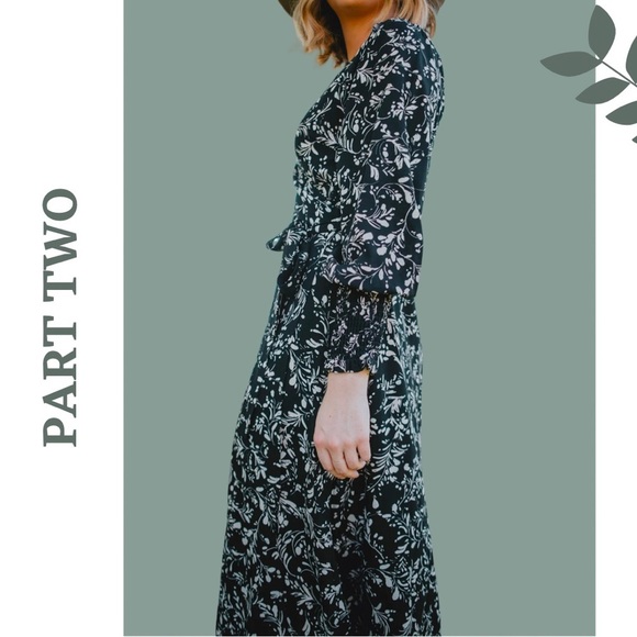 Part Two Day Dress Wrap with Balloon Sleeve and Smocked Cuff Size 6 - Picture 5 of 10